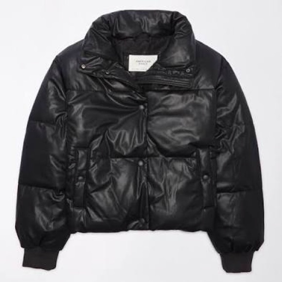NWOT American Eagle Outfitters Vegan Leather Puffer Jacket - Picture 2 of 7